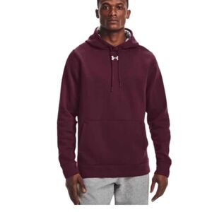 Under Armor Hoodie Men M Hustle Burgundy Fleece Pull Over Casual Warm Y2K Winter